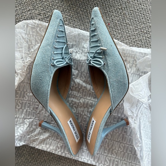 Steve Madden Brianne Denim Pointed Stiletto Mules, Size 9 brand new with box - Picture 15 of 16